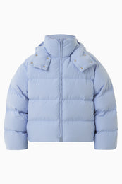 Короткий oversize пуховик блакитний