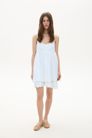 Коротка сукня на ґудзиках з мереживом біла