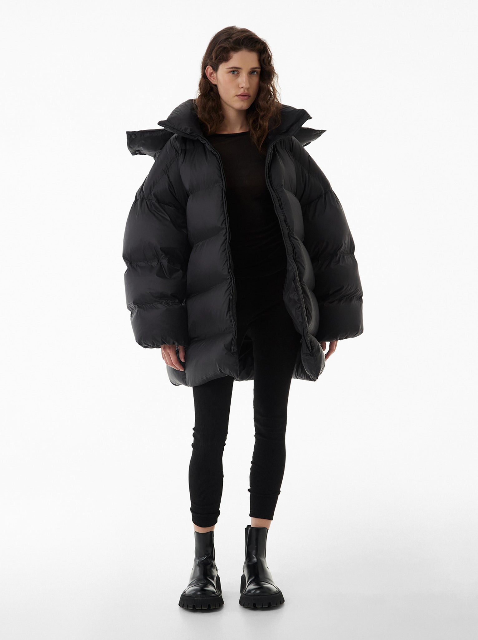 Long oversize down jacket black