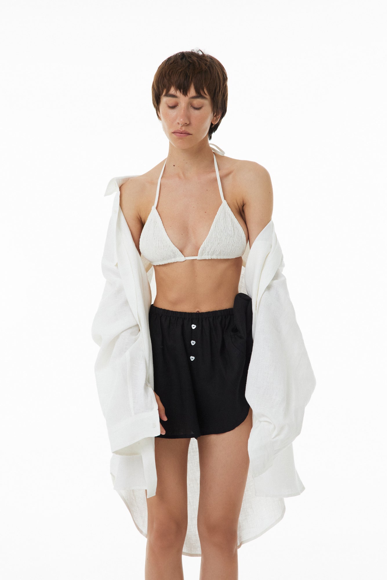 Сорочка Oversize з льону SS23 молочна