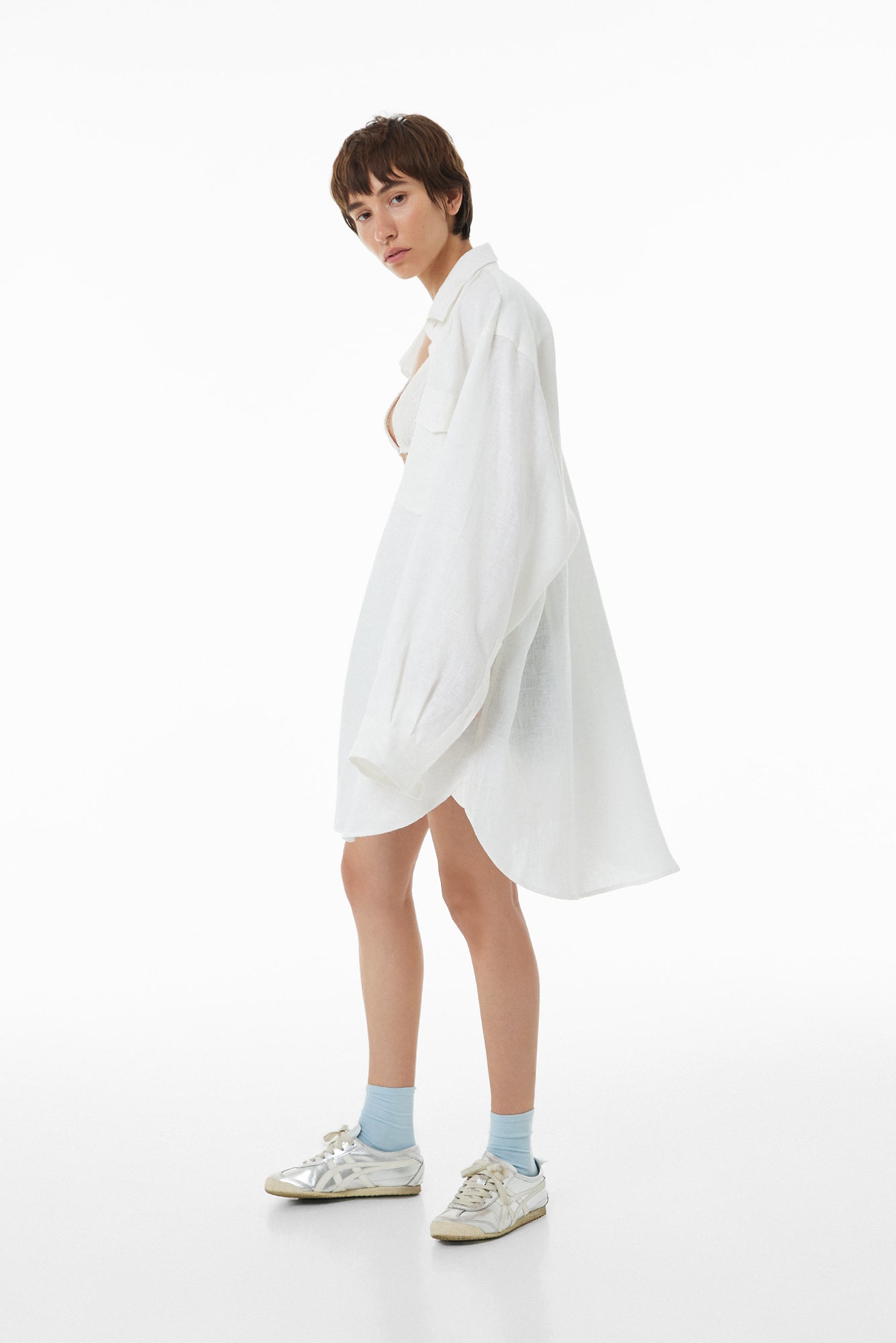 Сорочка Oversize з льону SS23 молочна