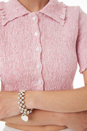 Сорочка коротка жата з льону SS23 рожева