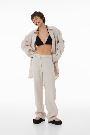 Сорочка Oversize з льону SS23 бежева