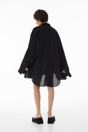 Сорочка Oversize з льону SS23 чорна