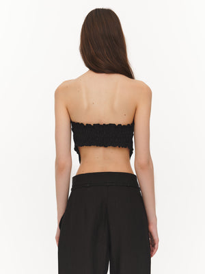 Linen scarf top black