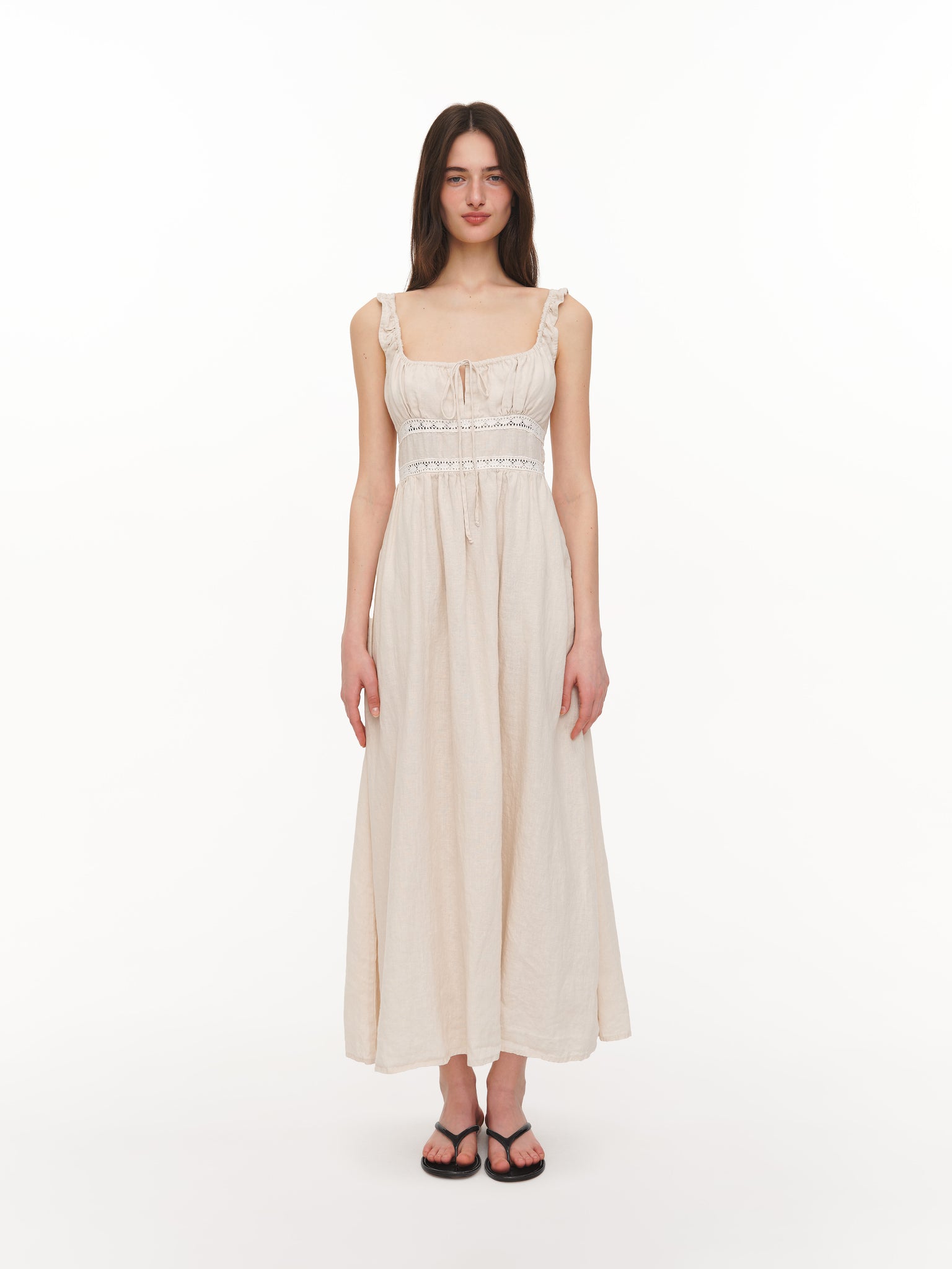 Linen midi dress ivory