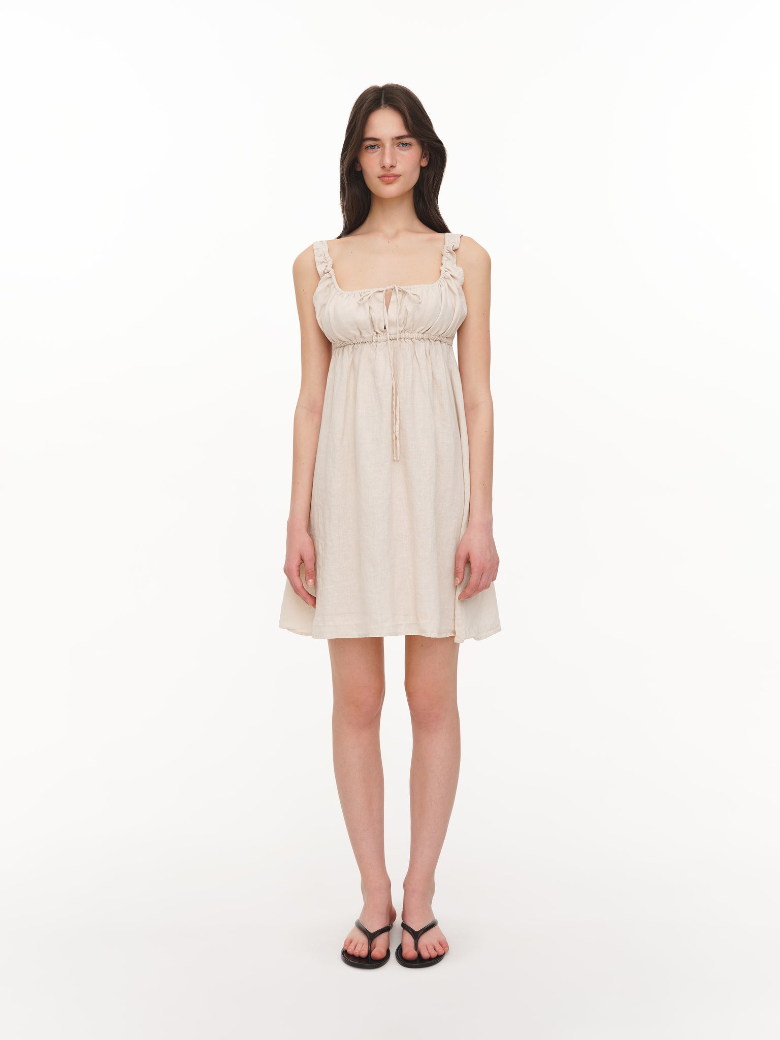 Linen mini dress ivory