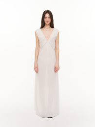 Cotton dress with lace and deep neckline
